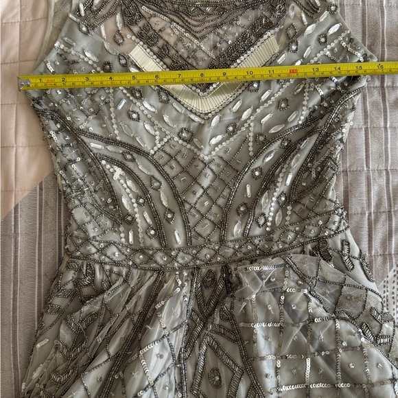 Lotus Threads Gray Beaded Dress – Size 2 – Open Back & Layered Skirt - Picture 8 of 12